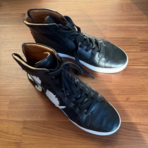 Frye Lena Floral High Too black leather sneakers, size 11 - Picture 8 of 12